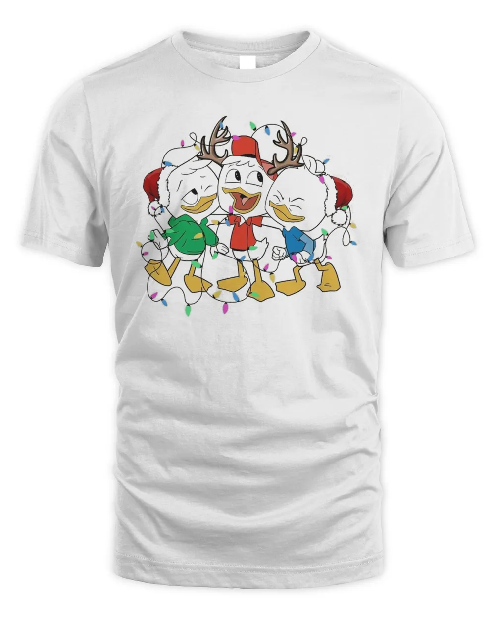 Cute Santa Huey Dewey and Louie Christmas Lights T-shirt