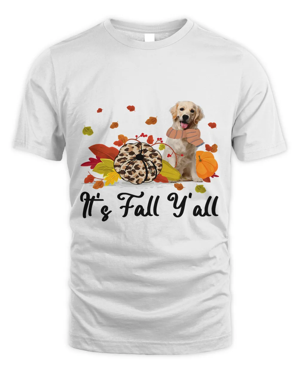 Its Fall Yall Yellow Golden Retriever Dog Leopard Pumpkin2