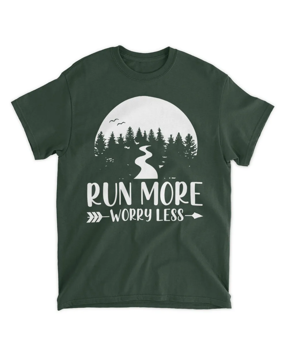 Run More Worry Less Unisex Standard T-Shirt forest-green s