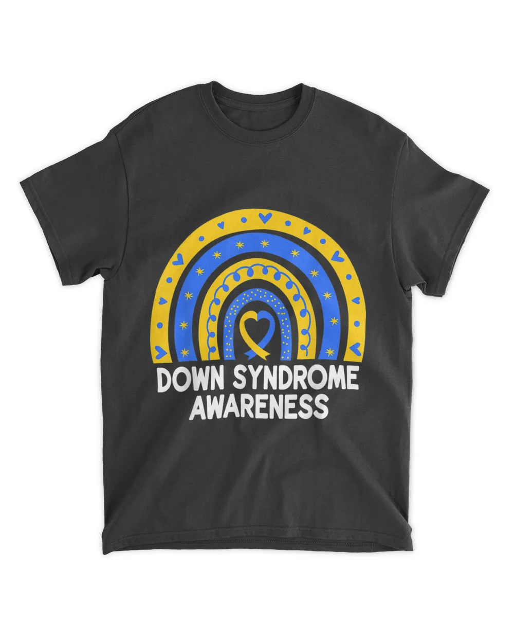 Down Syndrome Awareness Rainbow T21 Yellow Blue Ribbon T-Shirt hoodie shirt