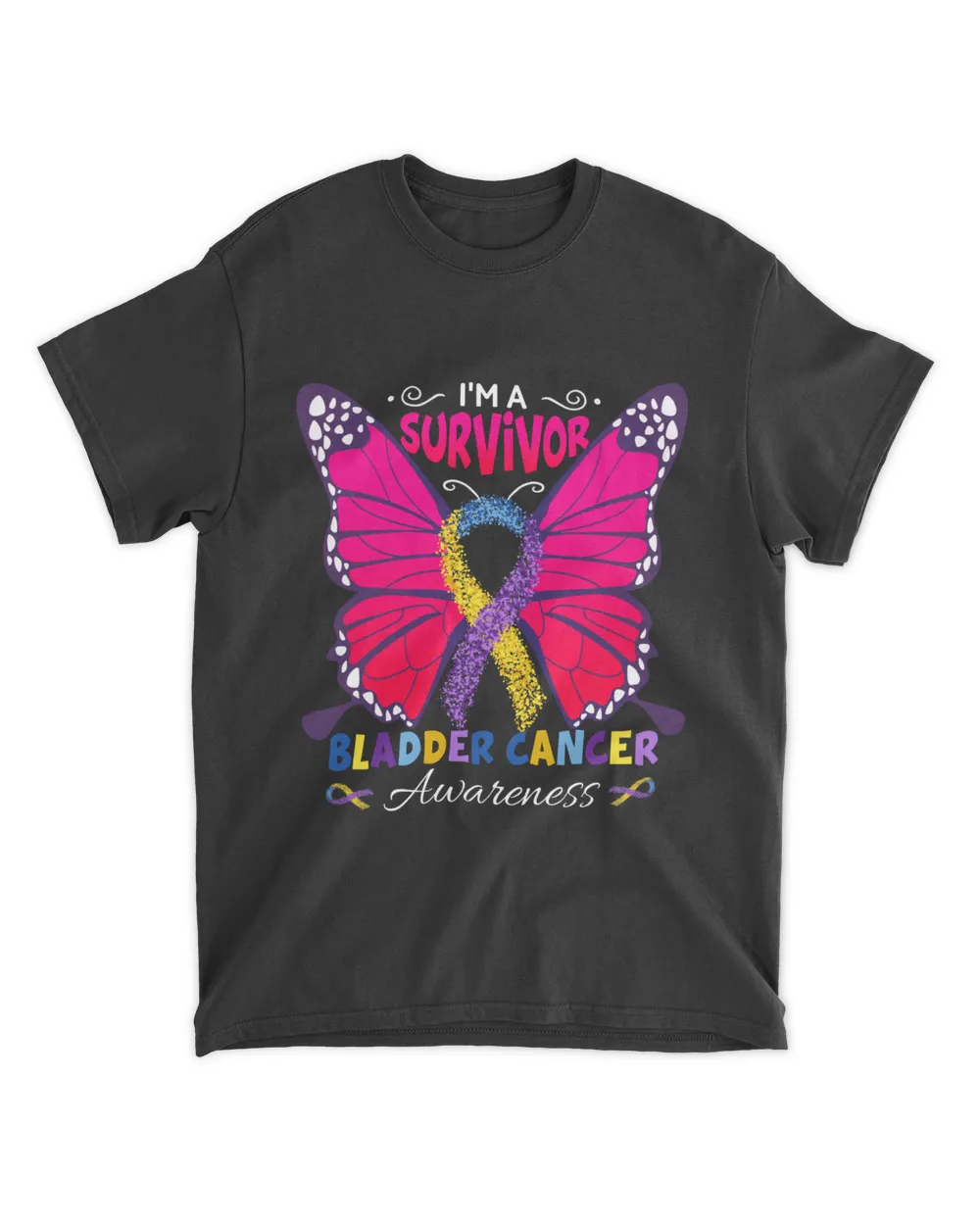 RD I'm A Survivor Butterfly Bladder Cancer Awareness Warriors T Shirt