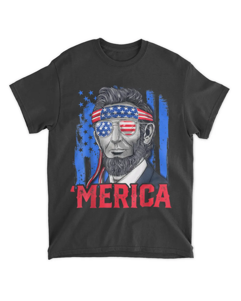 Abraham Lincoln Merica 4th of July American Flag T-Shirt tee