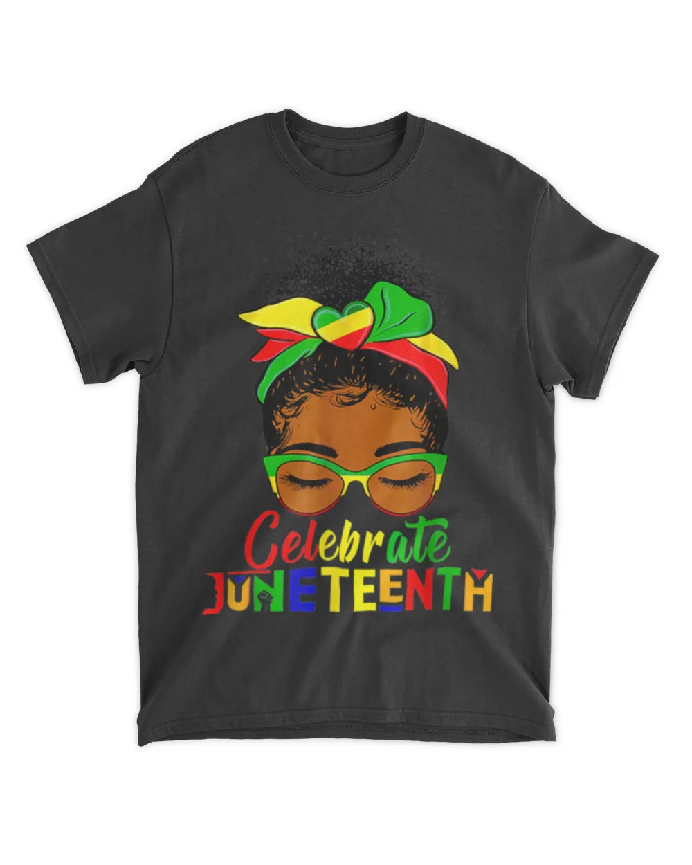 Juneteenth Black Women Messy Bun Celebrate Indepedence Day T-Shirt tee