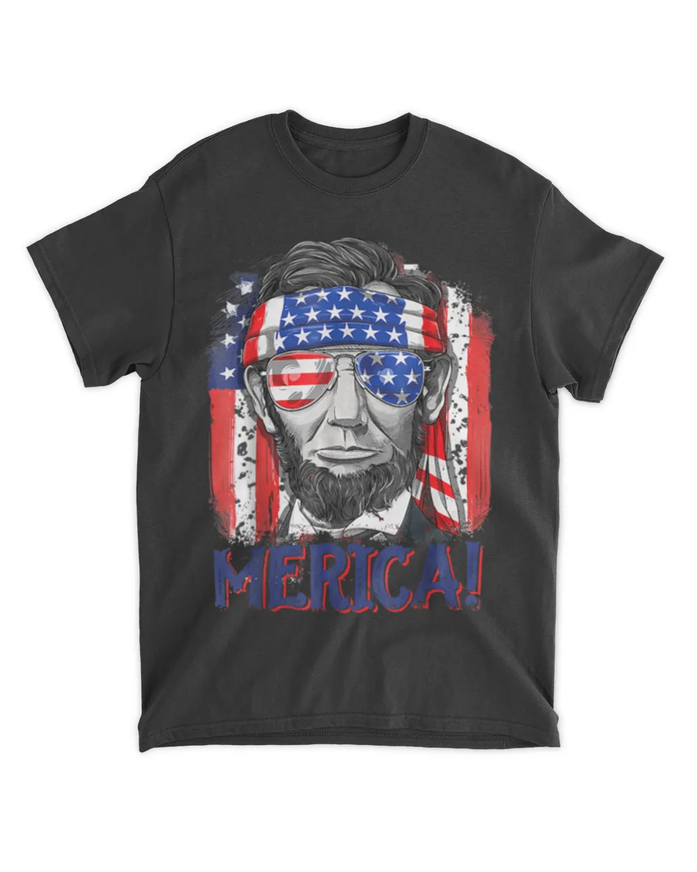 Merica Abe Lincoln 4th of July Men American Flag Murica T-Shirt tee