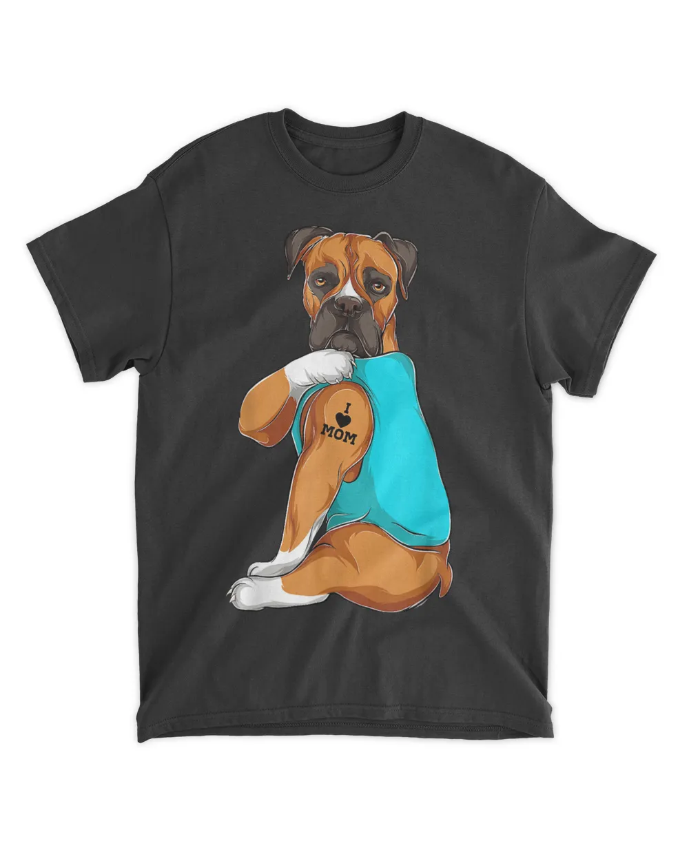Boxer I Love Mom Tattoo Apparel, Dog Mom Gifts Womens T-Shirt