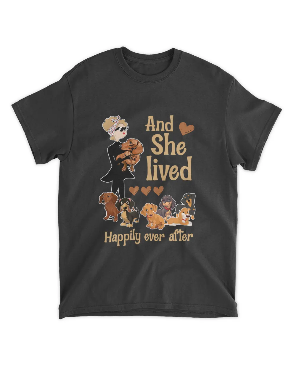 Dachshund Dog And She Lived Happily Ever After Dog Lover Men's Standard T-Shirt black s
