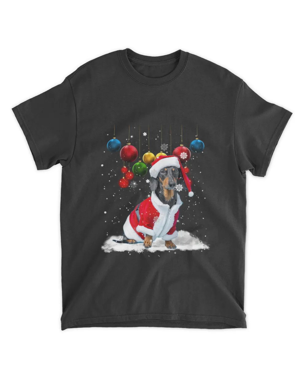 Dachshund Dog Christmas Ball Santa Hat Dog Lover Men's Standard T-Shirt black s