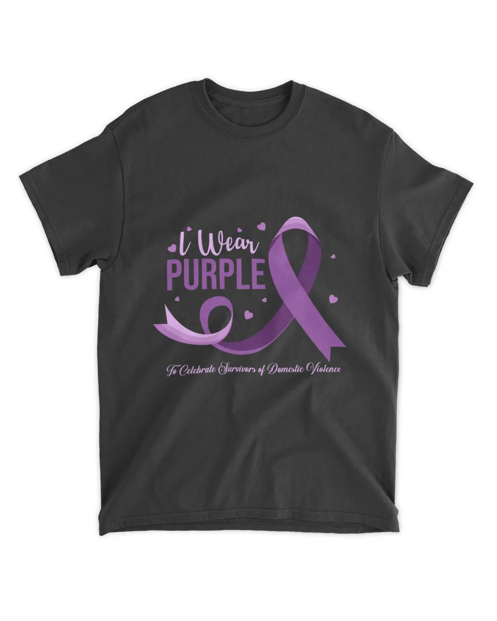 DH Domestic Violence Awareness Shirt, I Wear Purple Shirt, Domestic Violence Survivor Shirt, Purple Ribbon Shirt