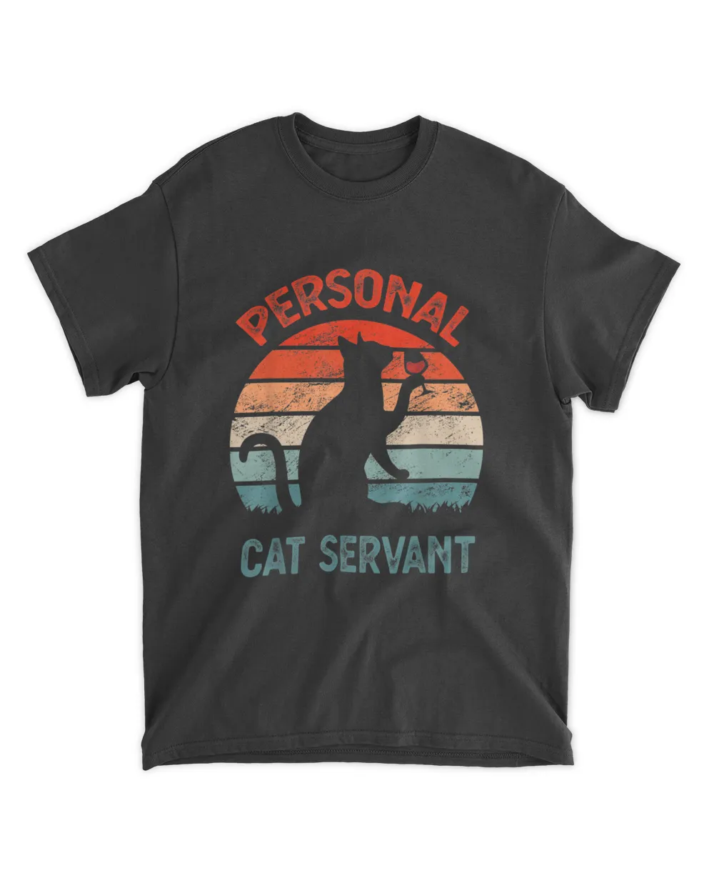 Personal Cat Servant Vintage Retro Funny Cat Lover