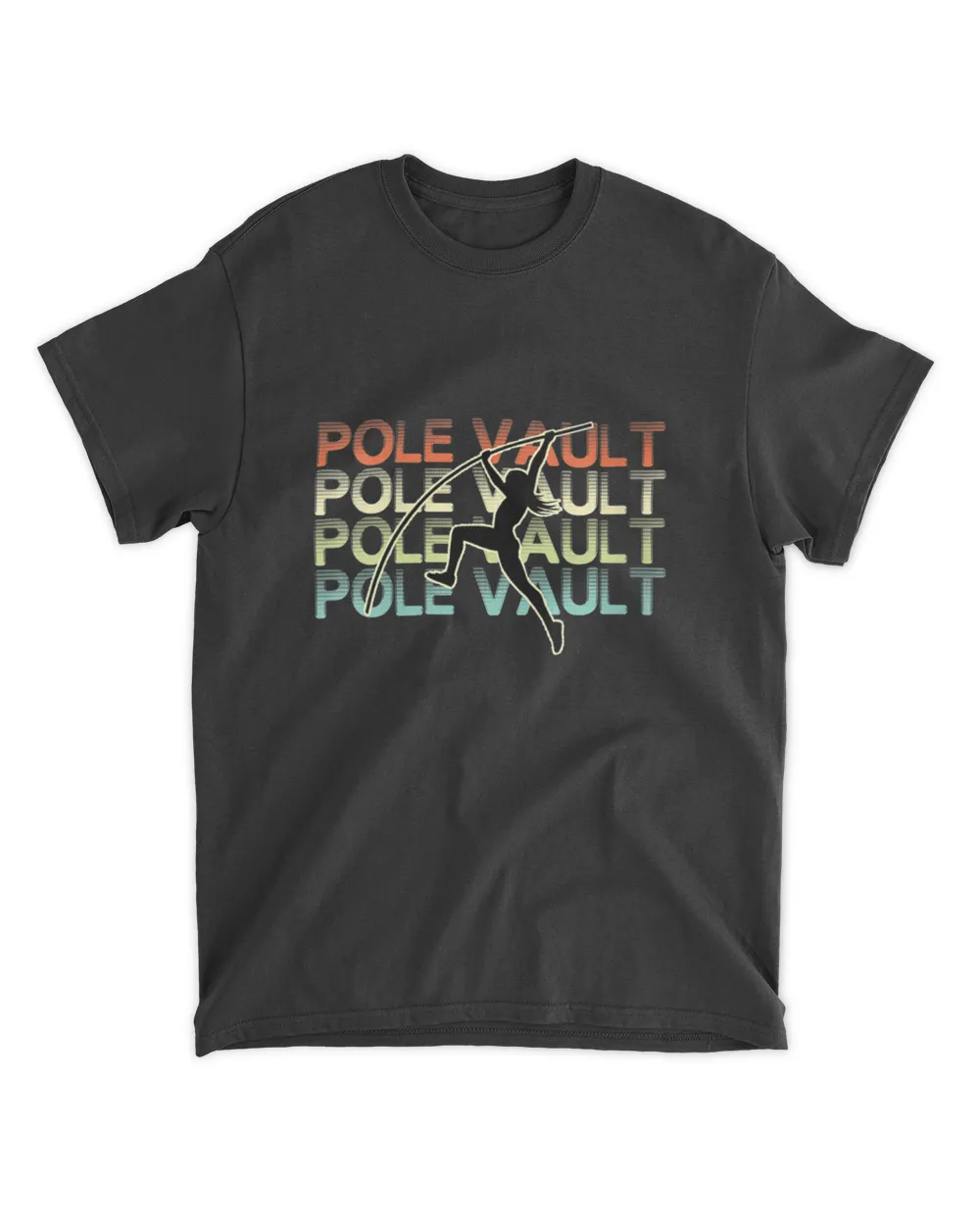 Womens Pole Vault   Retro Colors Vintage Look Girl Pole Vaulting