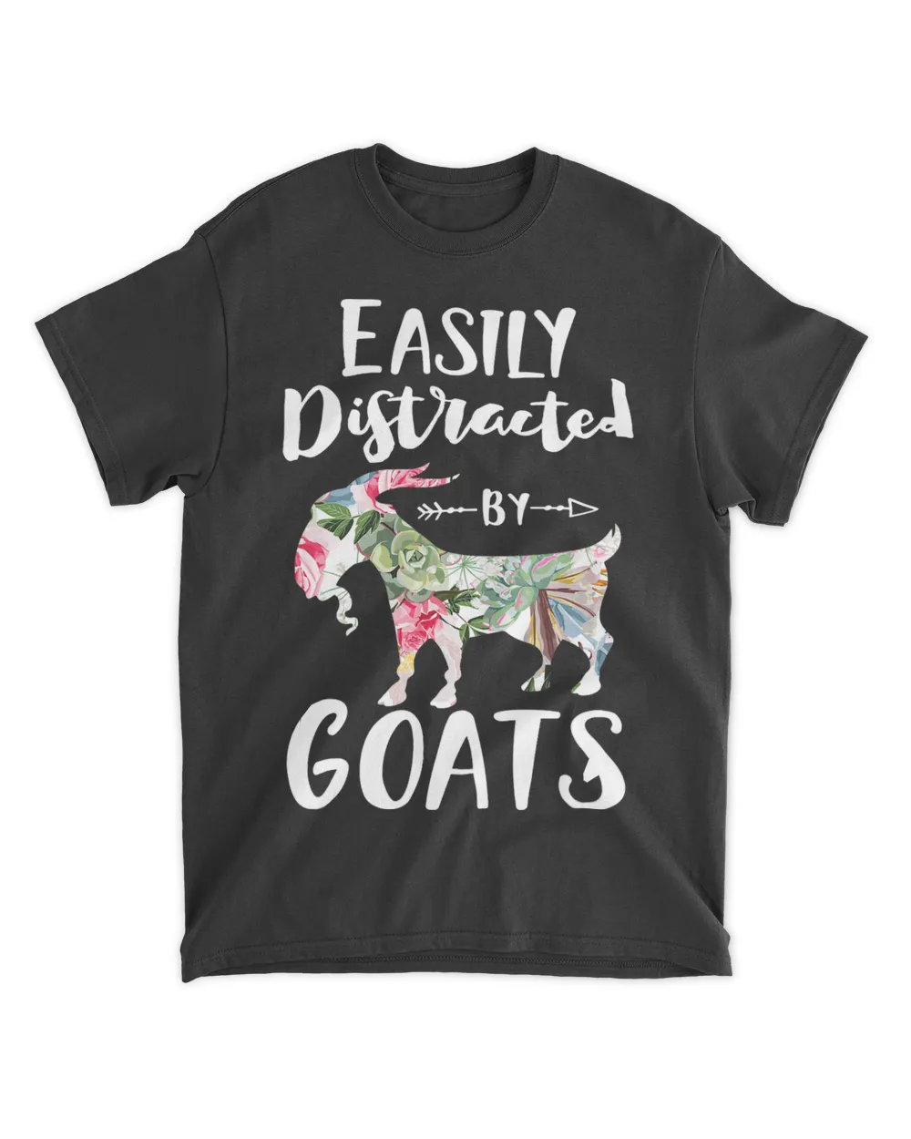 Easily Distracted By Goats Funny Unisex Standard T-Shirt black s