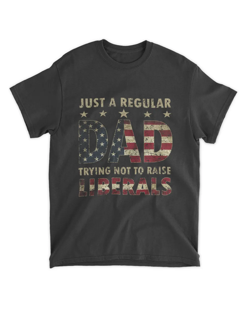 Just a Regular Dad Trying Not To Raise Liberals Fathers Day American Flag Vintage