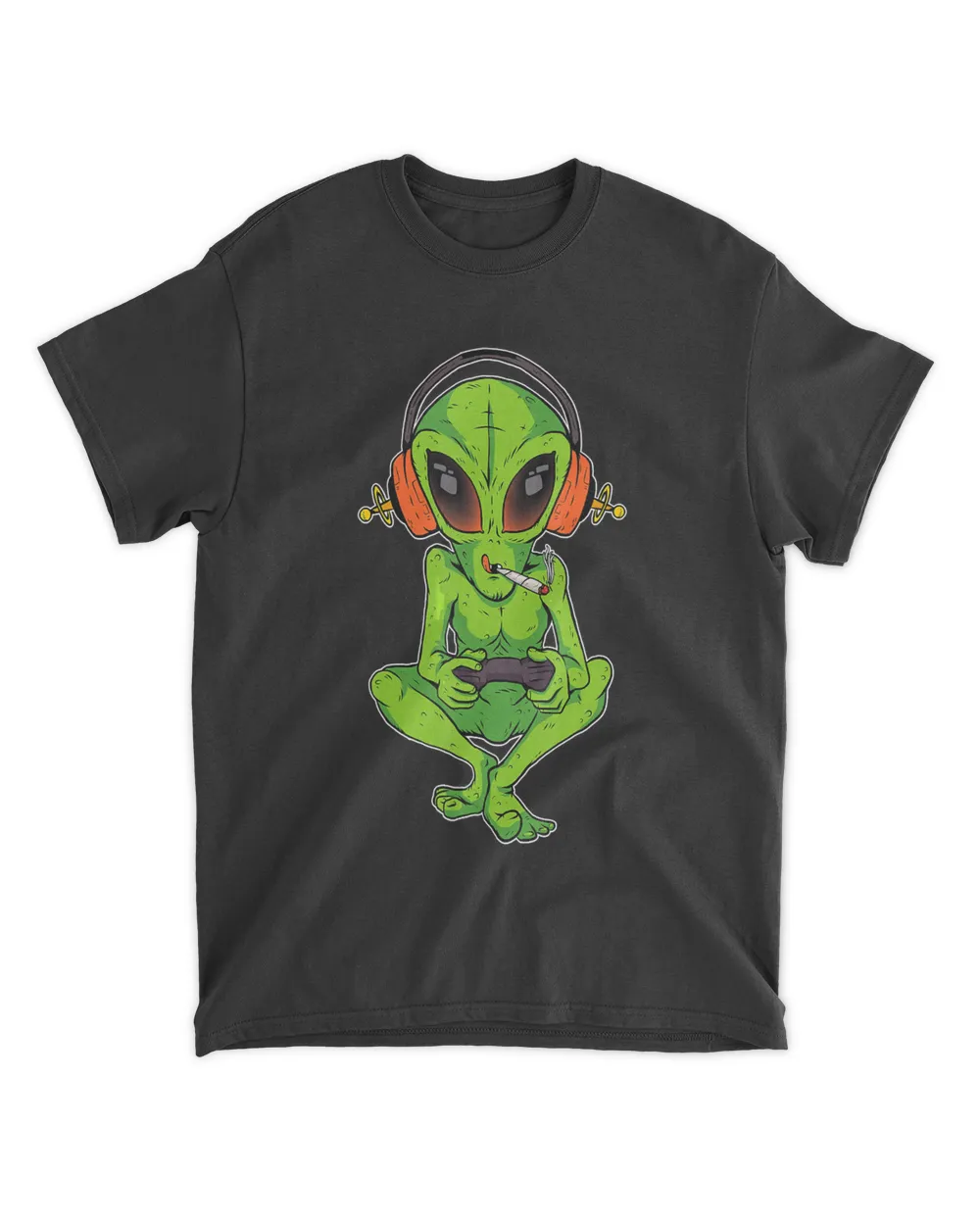 Cannabis Gaming Controller Stoner Gamer Alien Smoking Weed T Shirt