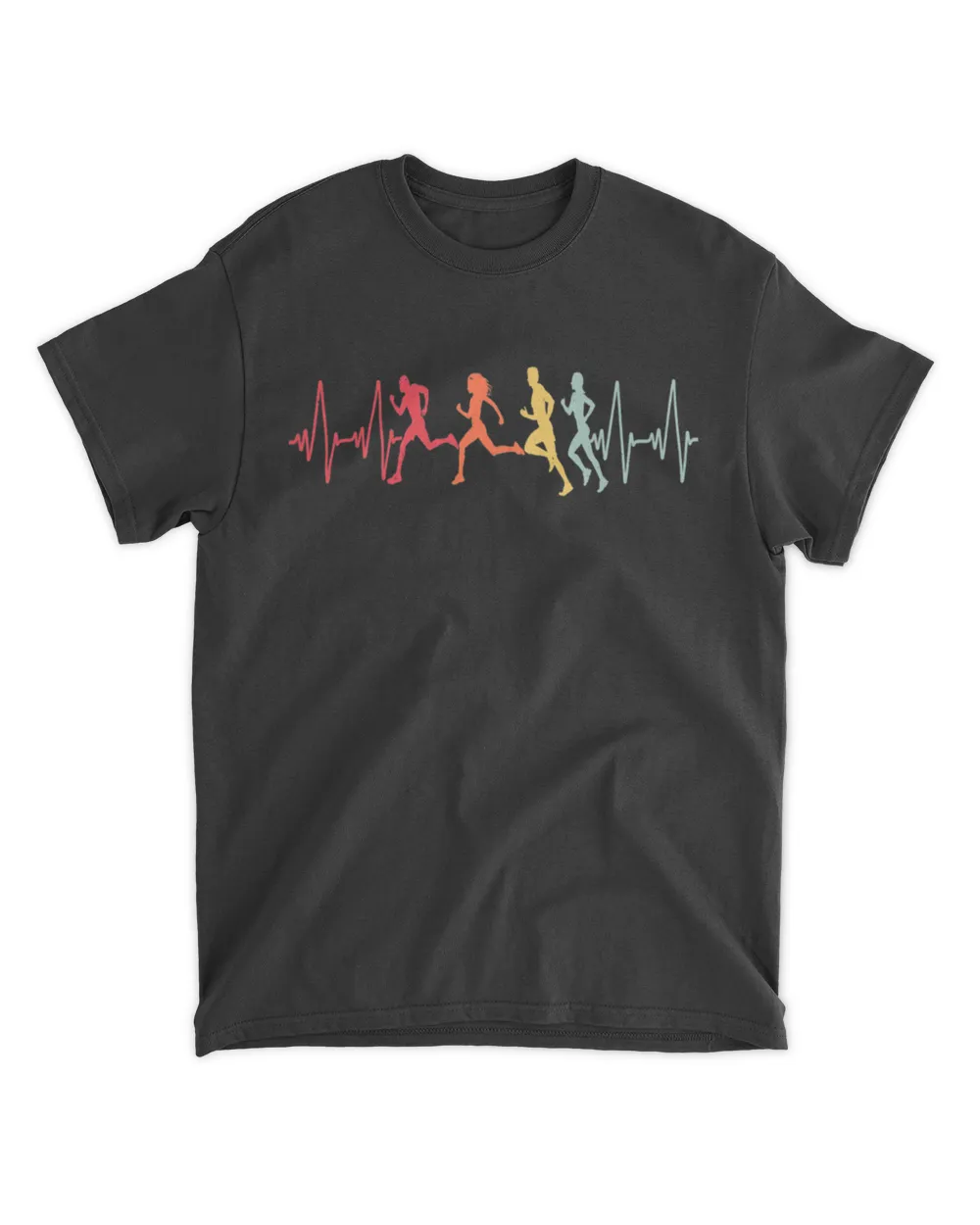 Retro Heartbeat Marathon Running Unisex Standard T-Shirt black s