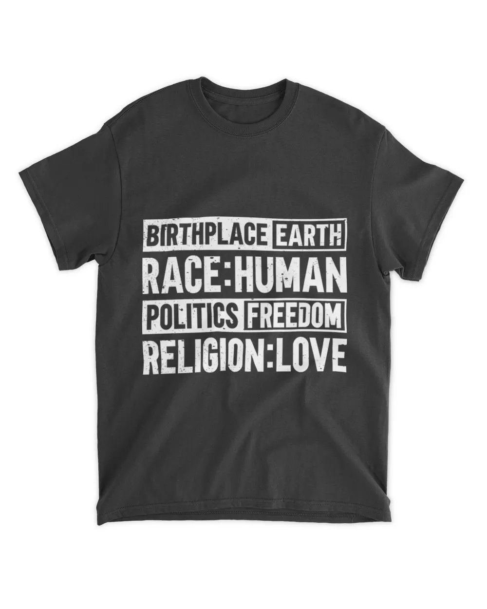 Humanity Shirt - Birthplace Earth Race Human Politics Freedom Religion Love, Human Rights