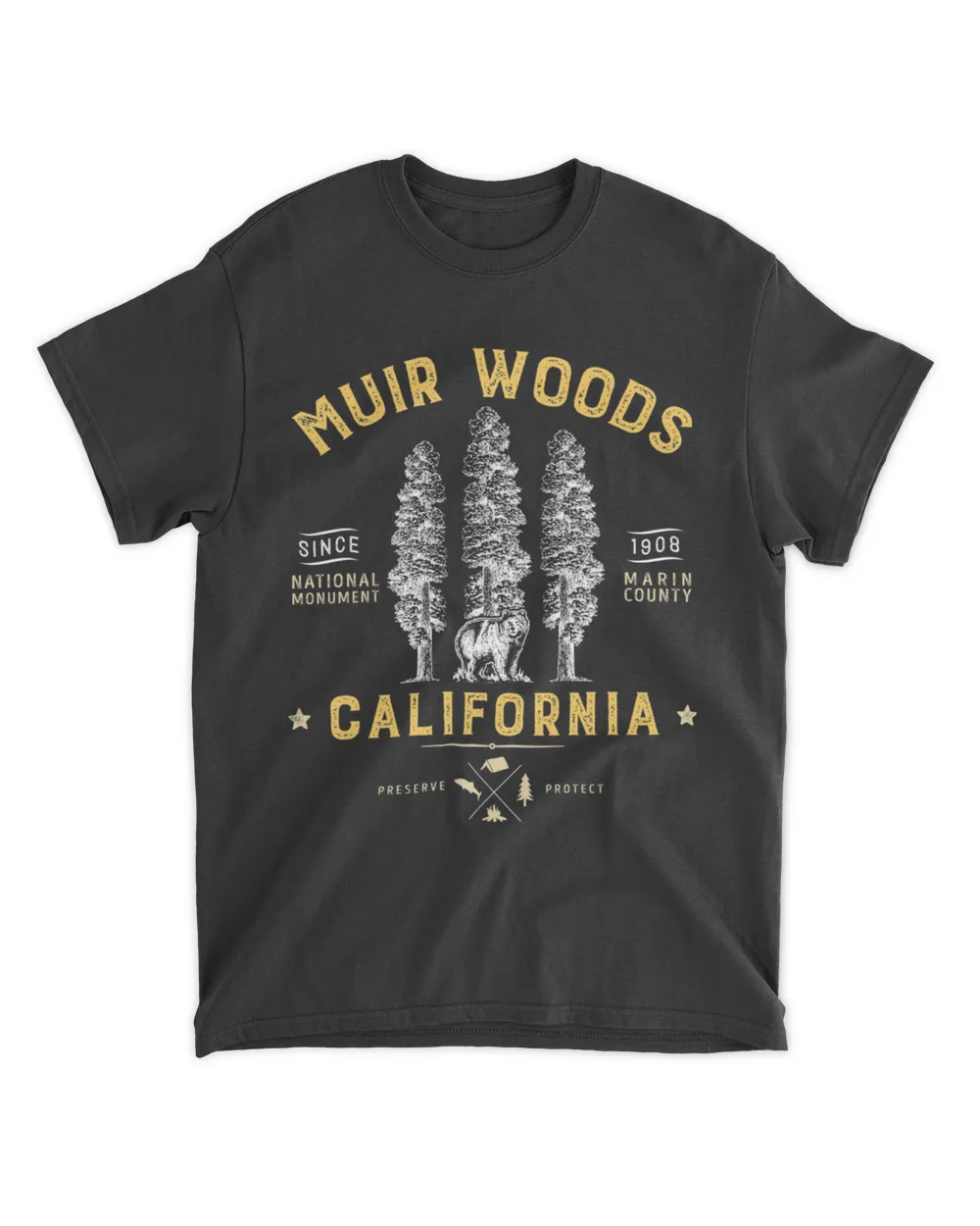 Hiking Muir Woods National Monument T Shirt California Redwood Park