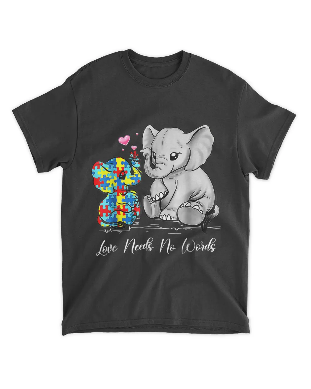 Autism Awareness Love Needs No Words Elephant T-shirt_design