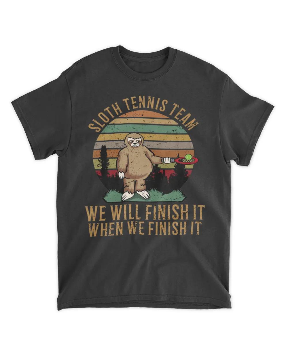sloth tennis team Unisex Standard T-Shirt black s