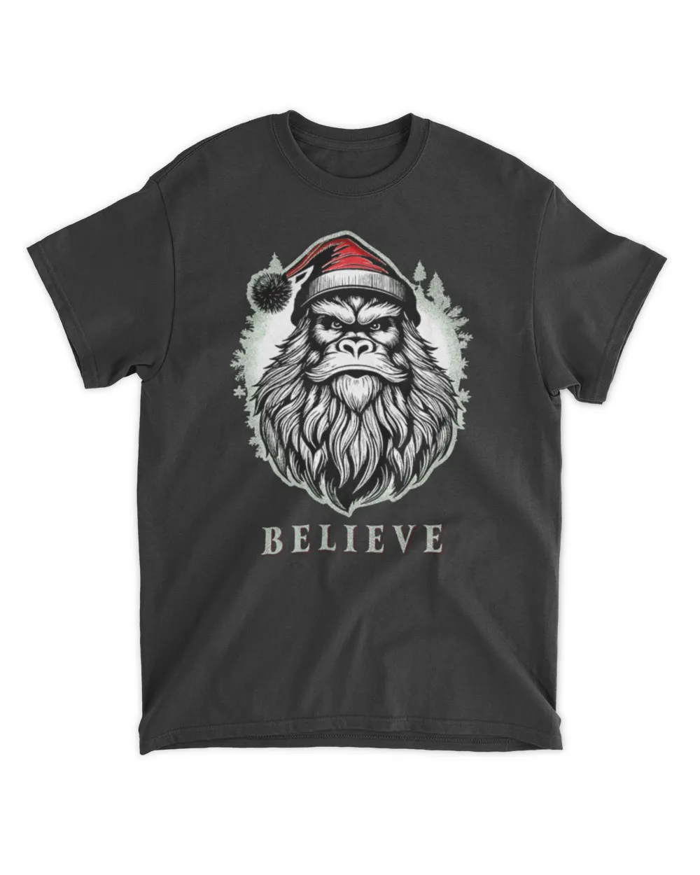 Believe - Christmas Bigfoot Wearing Santa Hat Classic T-Shirt