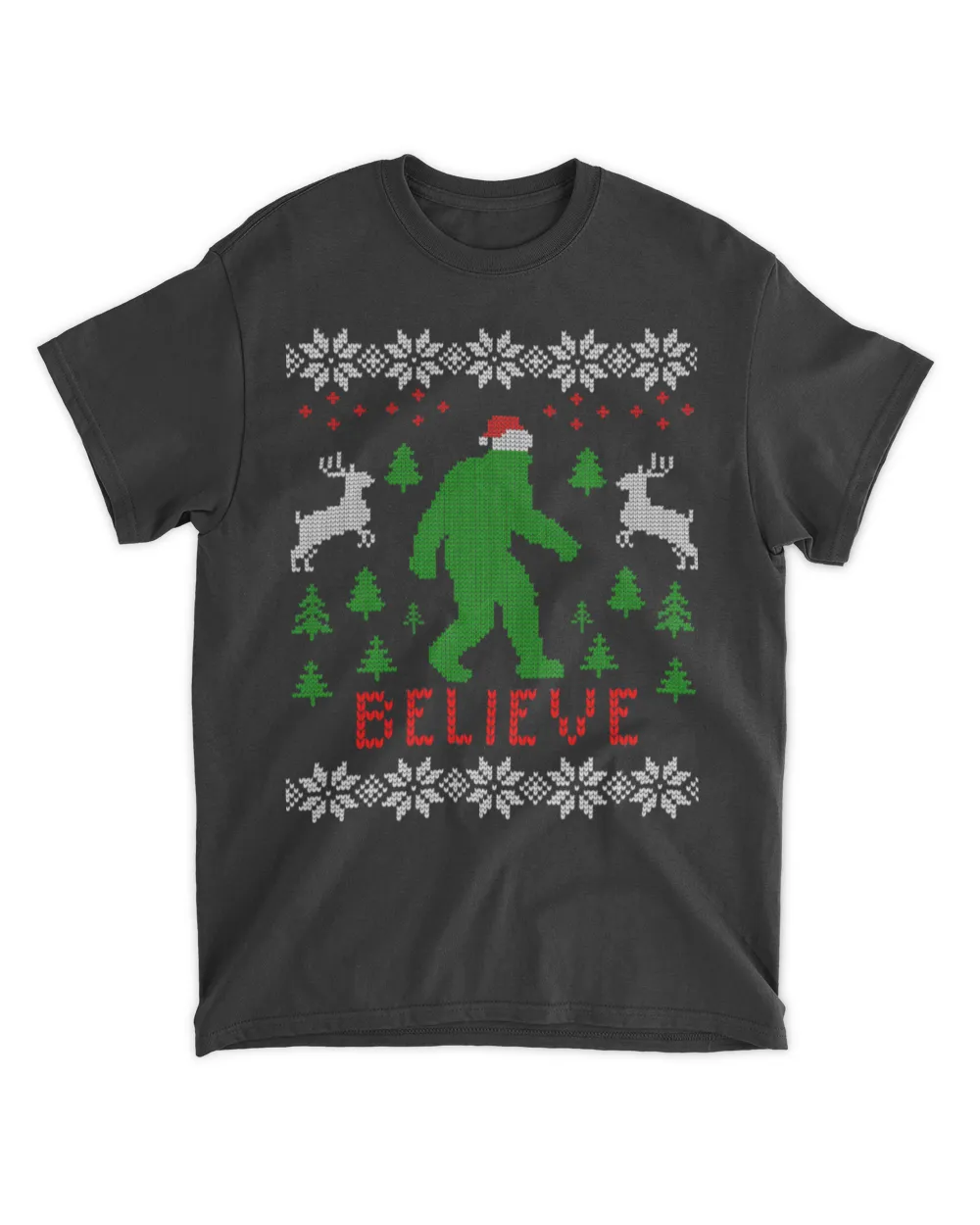 Big Foot Bigfoot Yeti Sasquatch With Santa Hat Christmas Ugly Sweater Essential T-Shirt