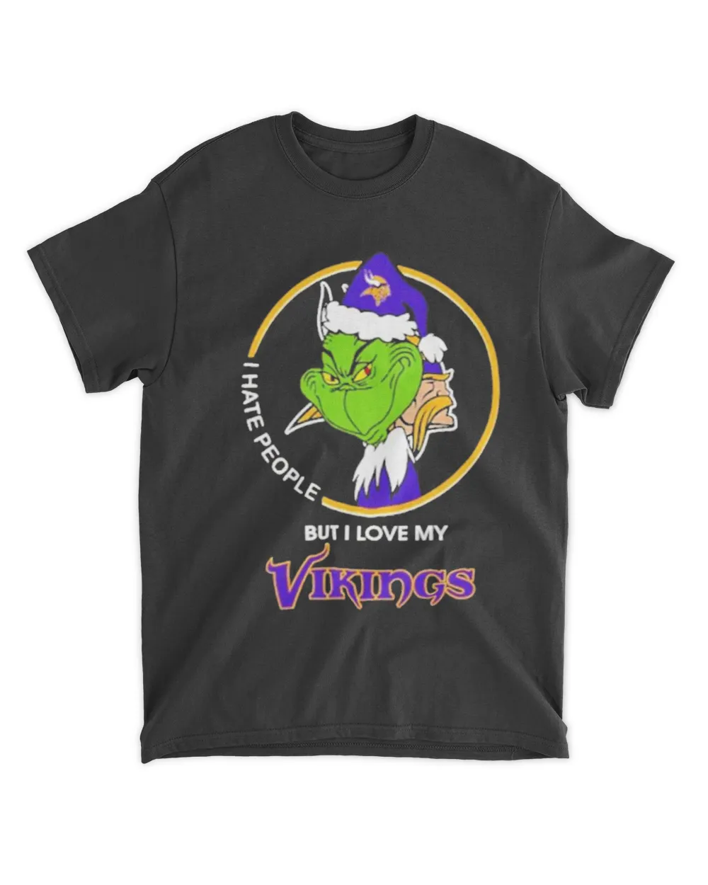 Grinch I hate people but I love Minnesota vikings Christmas shirt