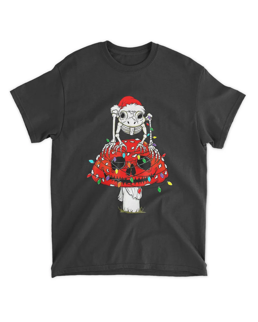 Cottagecore Skeleton Frog Skull Mushroom Goth Christmas T-Shirt