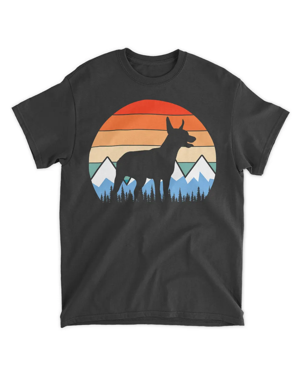 Miniature Pinscher Min Pin Mountain Hiking Dog Lover Vintage T-Shirt Unisex Standard T-Shirt black s
