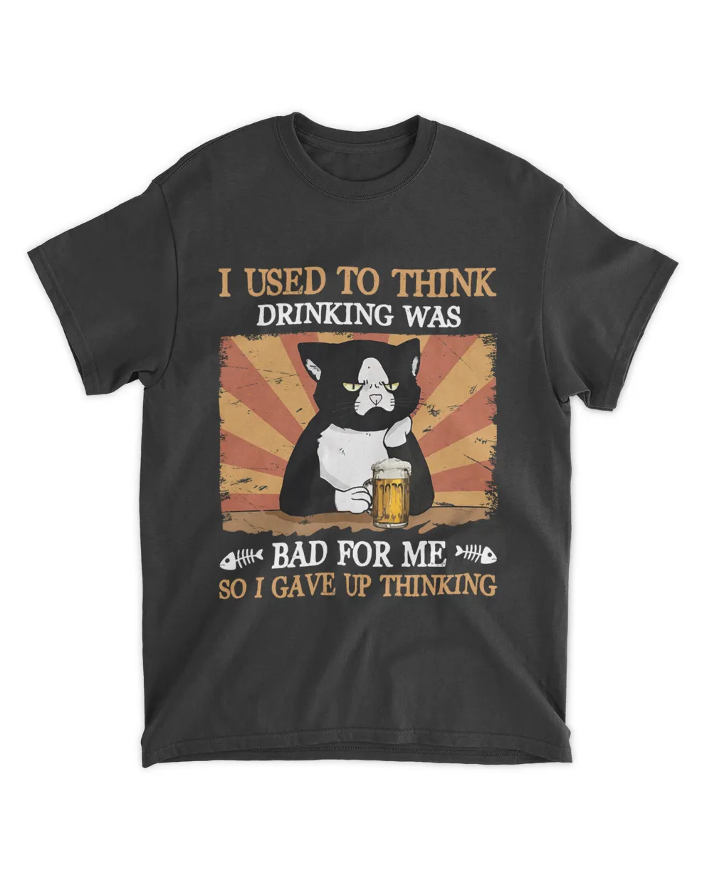 I used to think drinking was bad for me so i gave up thinking cat lover shirt
