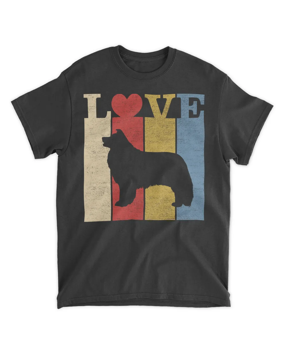 Retro Love Border Collie Dog Vintage Gift Pullover Hoodie Unisex Standard T-Shirt black s