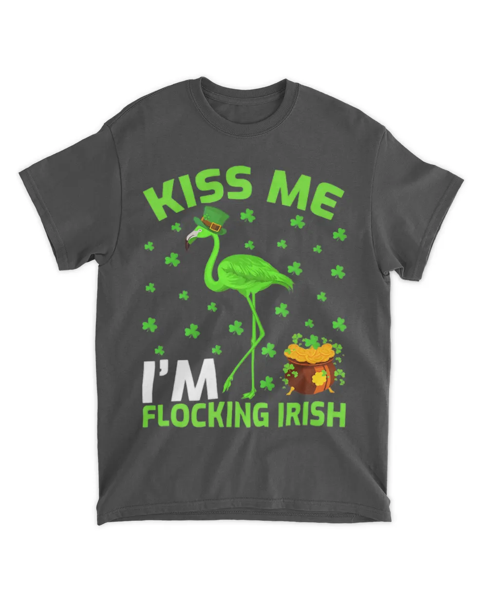 St. Patricks Day Flamingo Kiss Me Im Flocking Iris