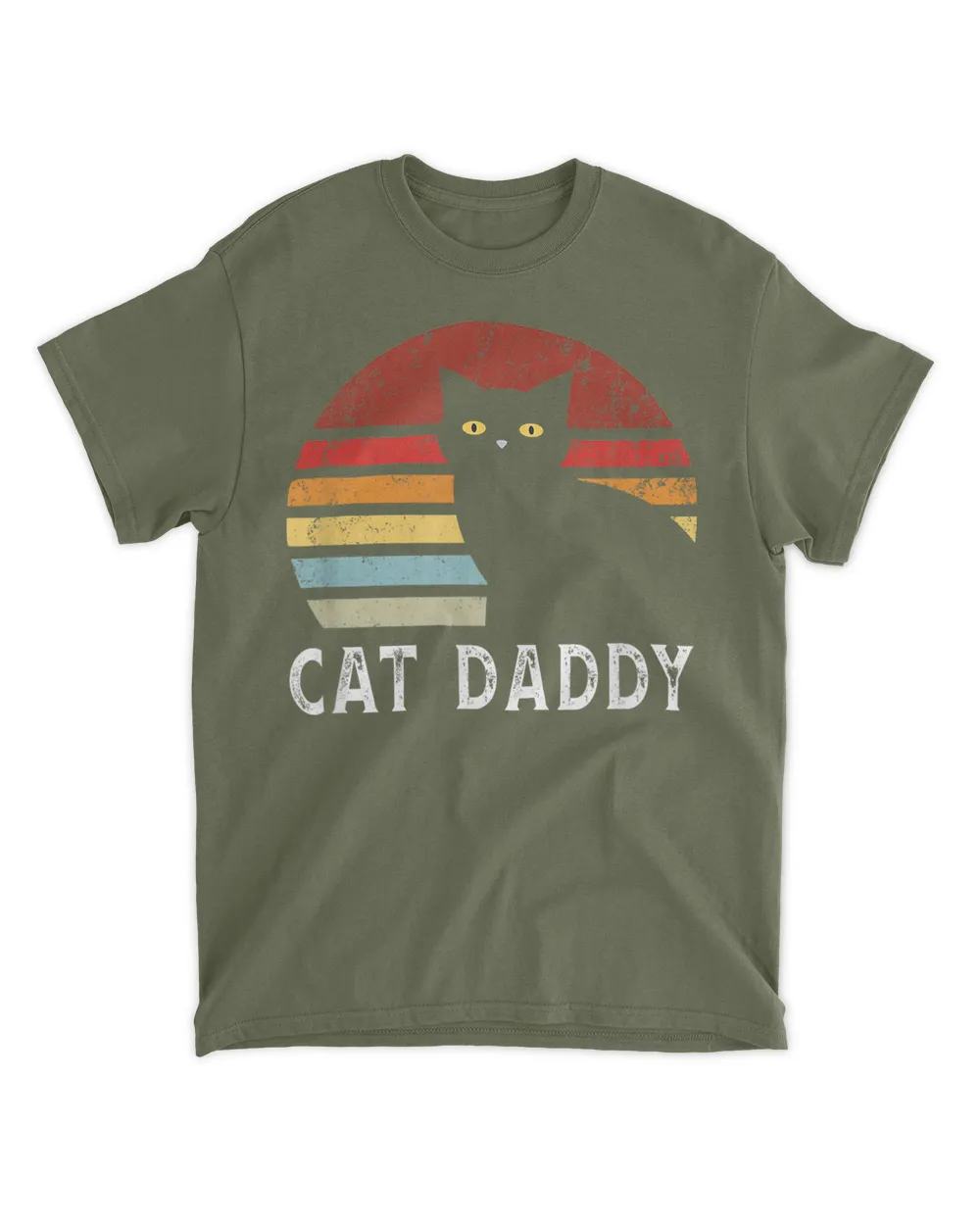 Vintage Sunset Cat Dad-dy Mom-my, Boy Girl Funny T-Shirt