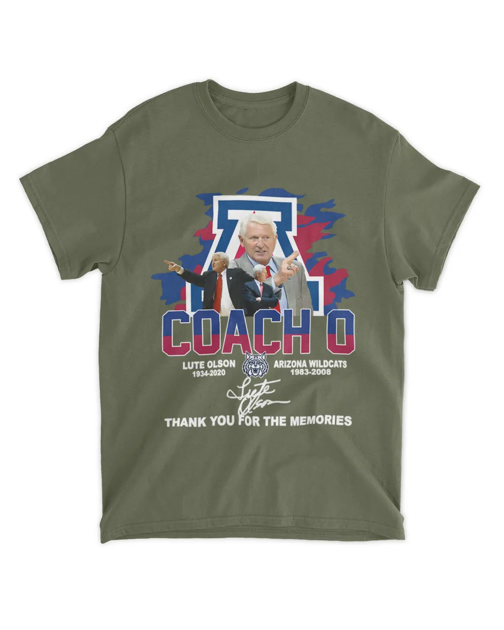 Coach O Lute Olson Arizona Wildcats Signed For Fan T Shirt