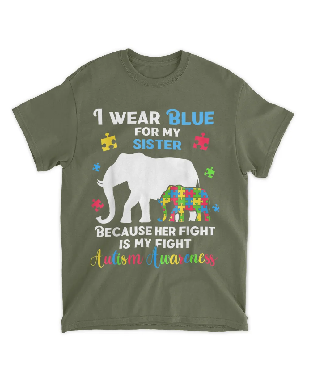 Autism Awareness Elephant Shirts I Wear Blue For My Sister T-shirt_design