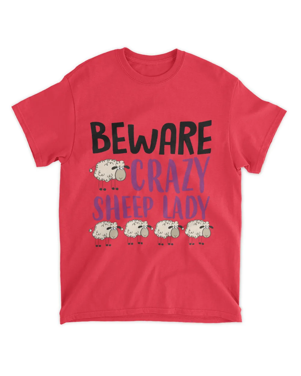 Beware crazy sheep lady - Dark Color Unisex Standard T-Shirt red s