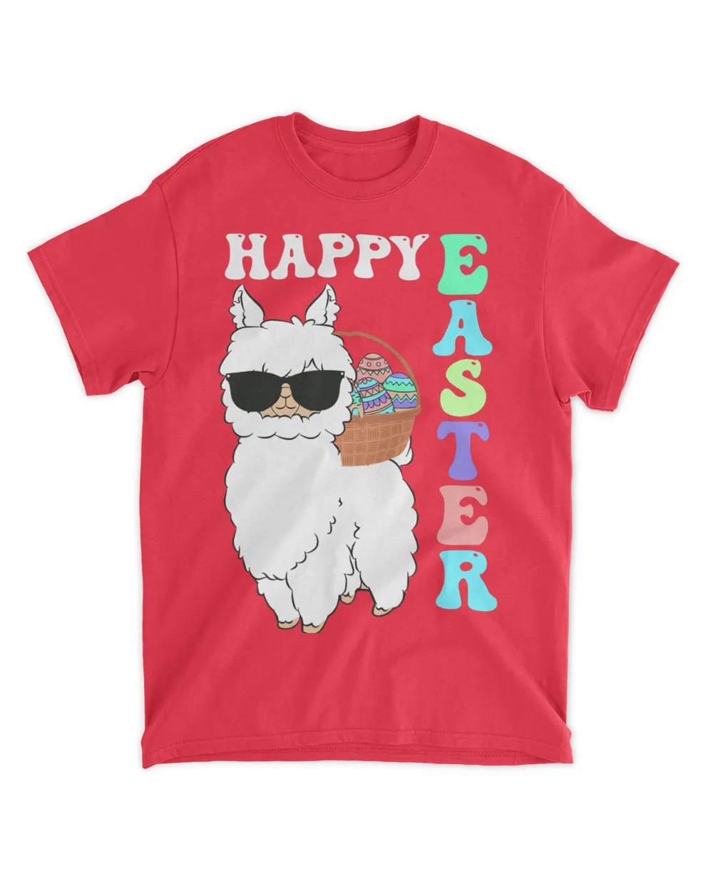 Kids Happy Easter Llama With Bunny Ears Funny Egg Boys Girls