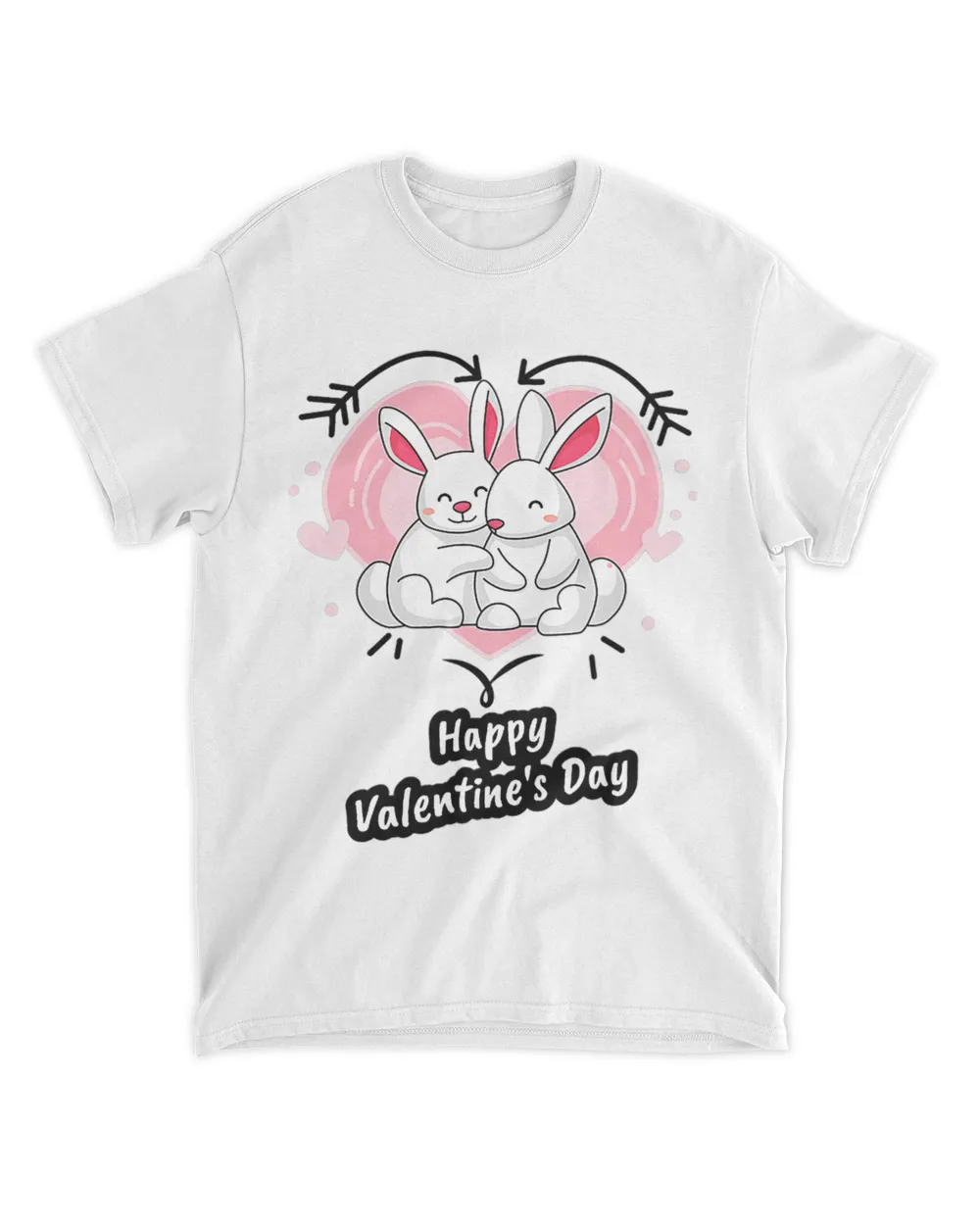 Bunnies Valentines Day heart love bunny rabbit hare 21 Unisex Standard T-Shirt white s