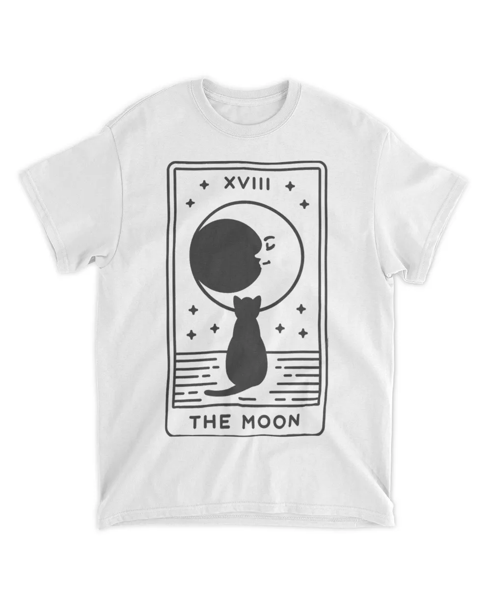 The Moon Tarot Card Cat Minimalist Art