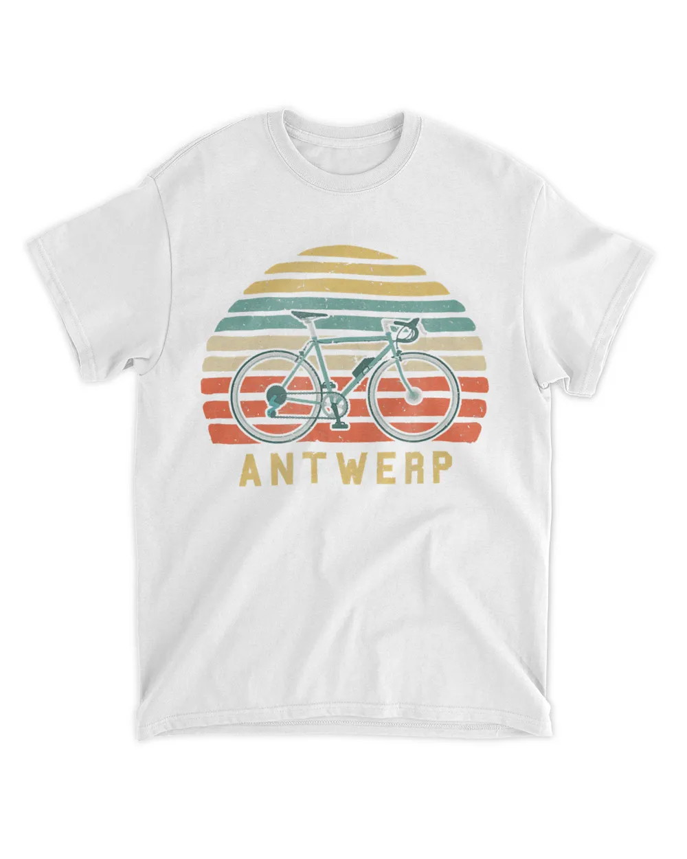 Vintage Retro Bike Antwerp Belgium T Shirt Cyclist Tee