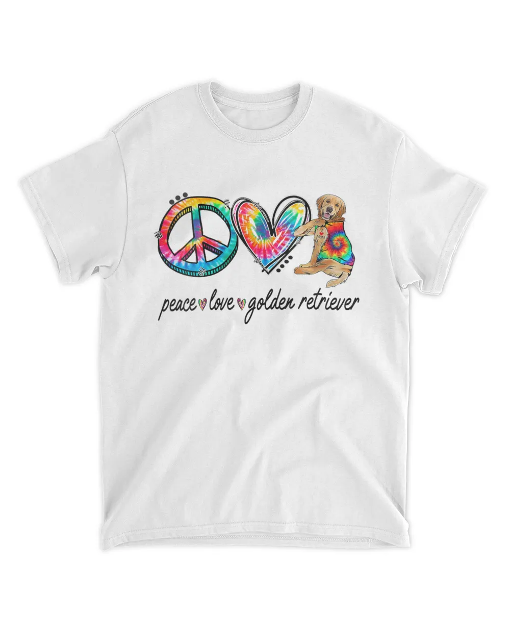 Womens Peace Love Golden Retriever Tie Dye Rainbow Dog Lover HOD160123A21