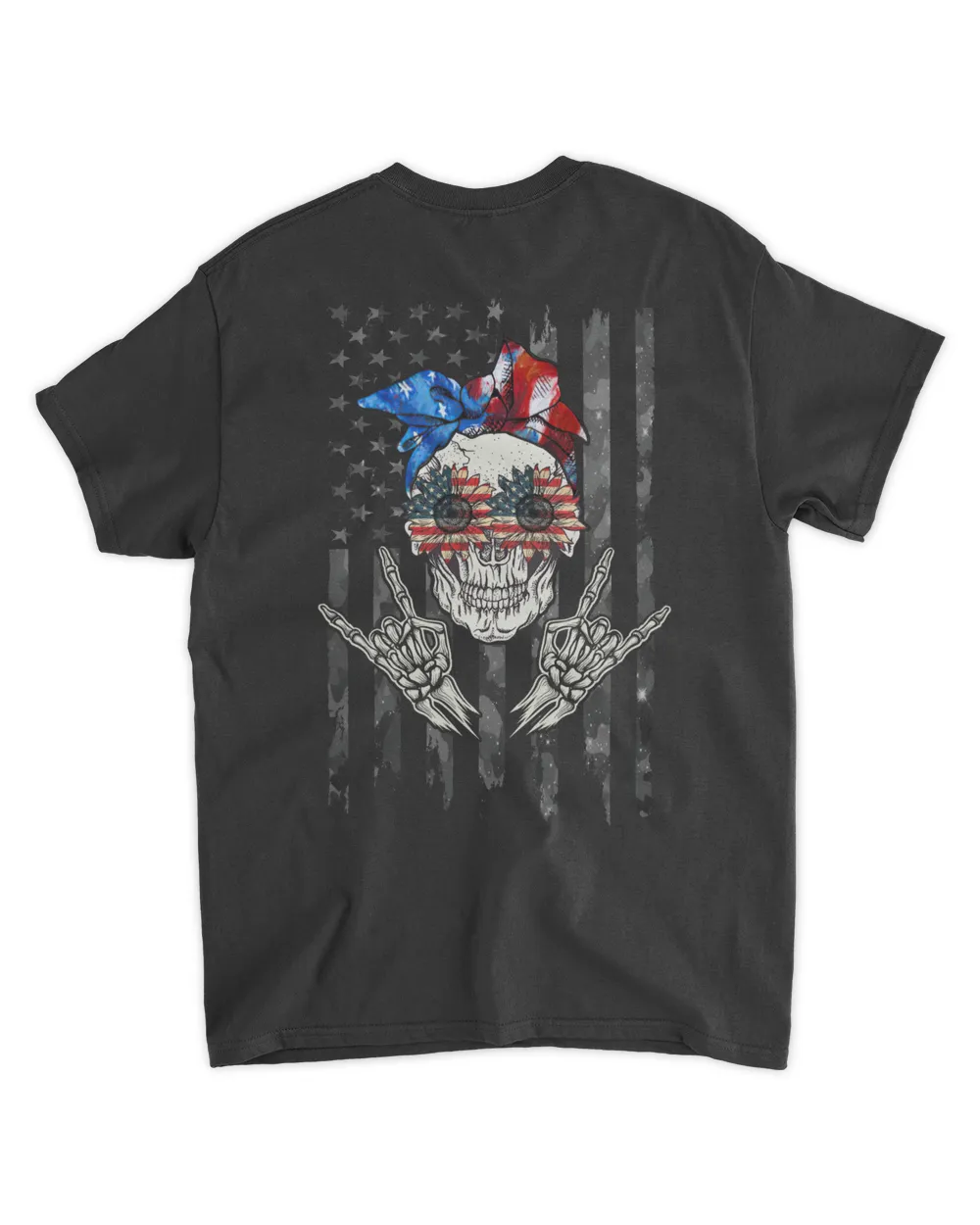 Skull America Sunflower Unisex Standard T-Shirt black s