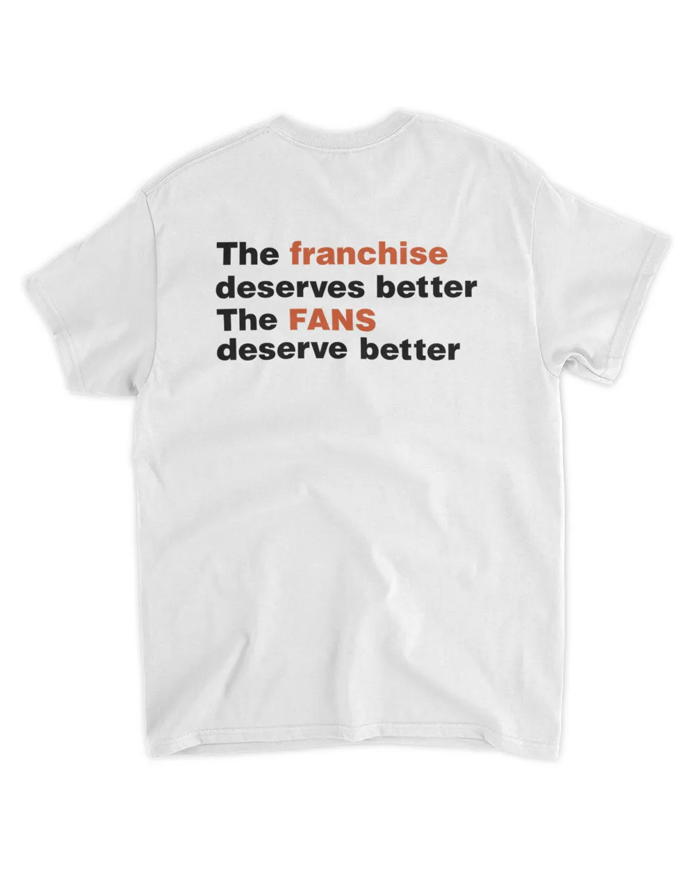 Snowthegoalie The Franchise Deserves Better The Fans Deserve Better Sweatshirt Unisex Standard T-Shirt white 