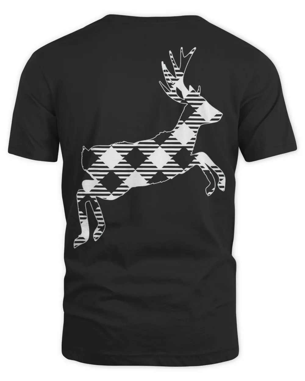 Classic White And Black Christmas Buffalo Plaid Deer Shirt