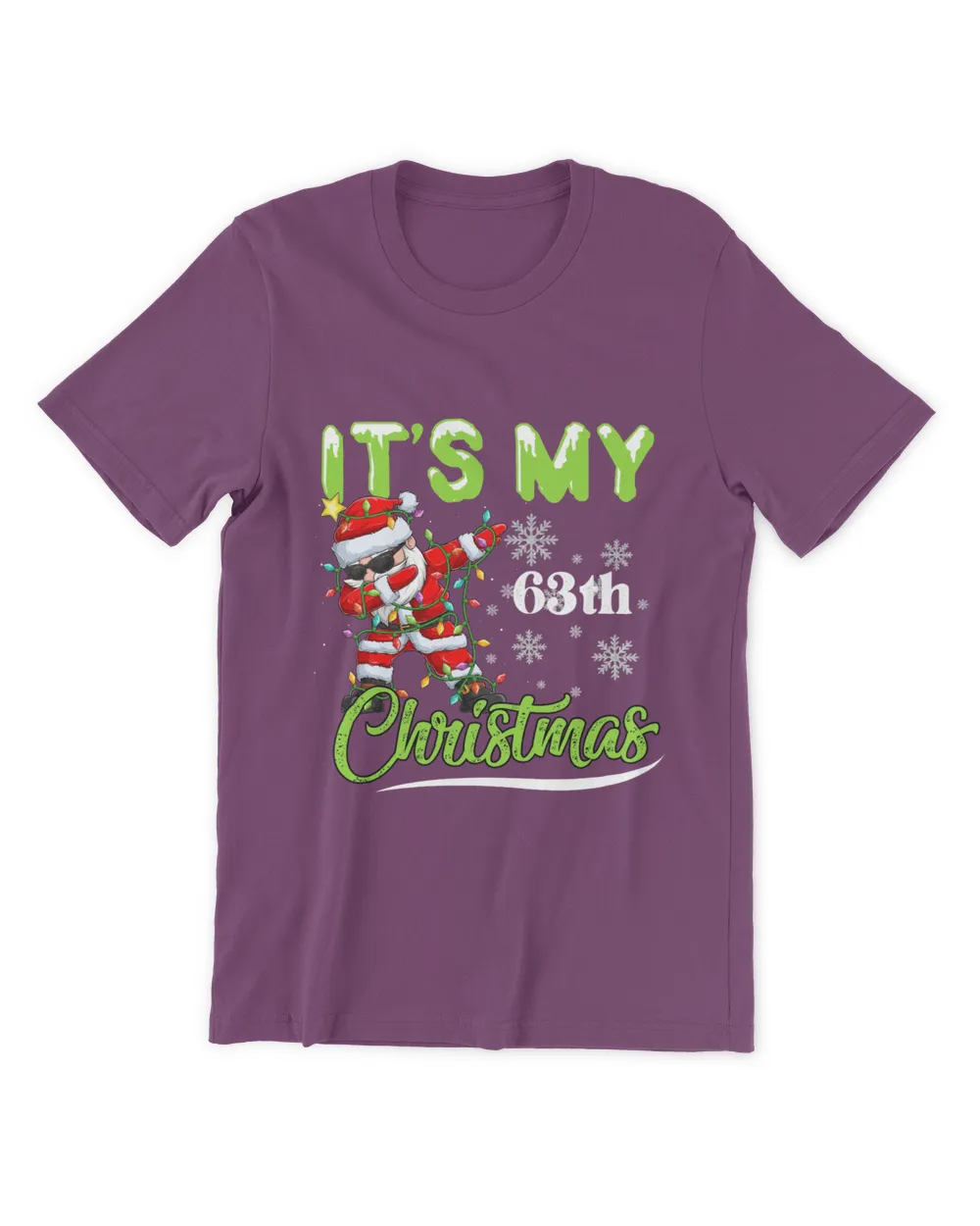 RD Xmas Lighting Dabbing Santa It's My 63th Christmas Birthday Shirt