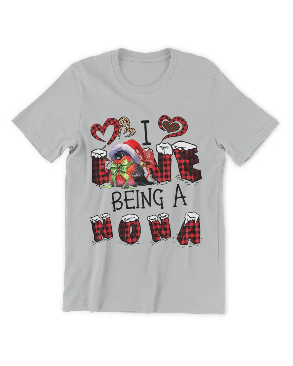 Womens I Love Being Nona Christmas Bird Caro Red