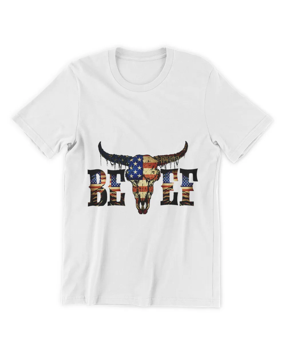 Western Boho American Flag Cow Bull Skull