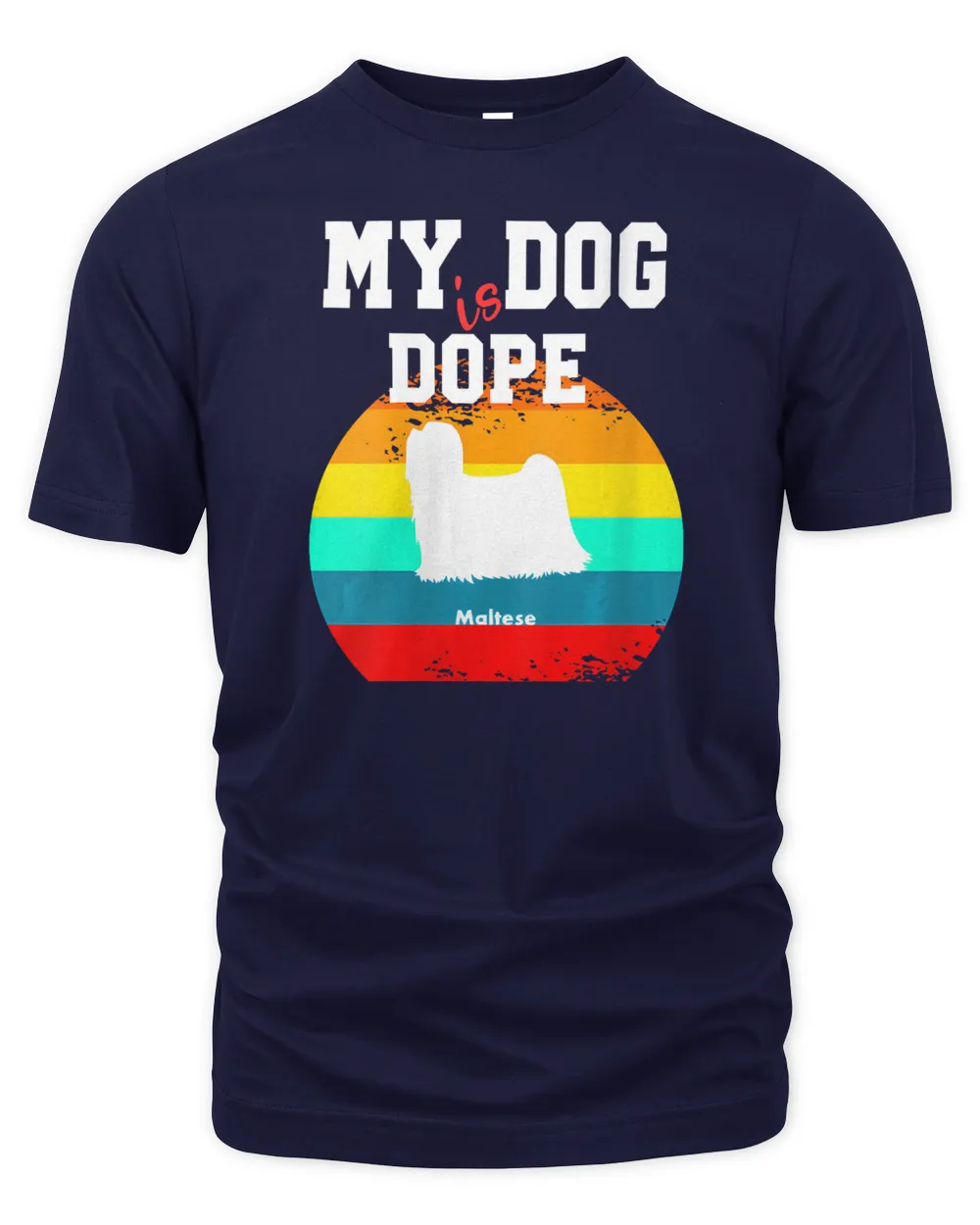 Womens Dope Dog White Silohouette Sunset Maltese V-Neck T-Shirt