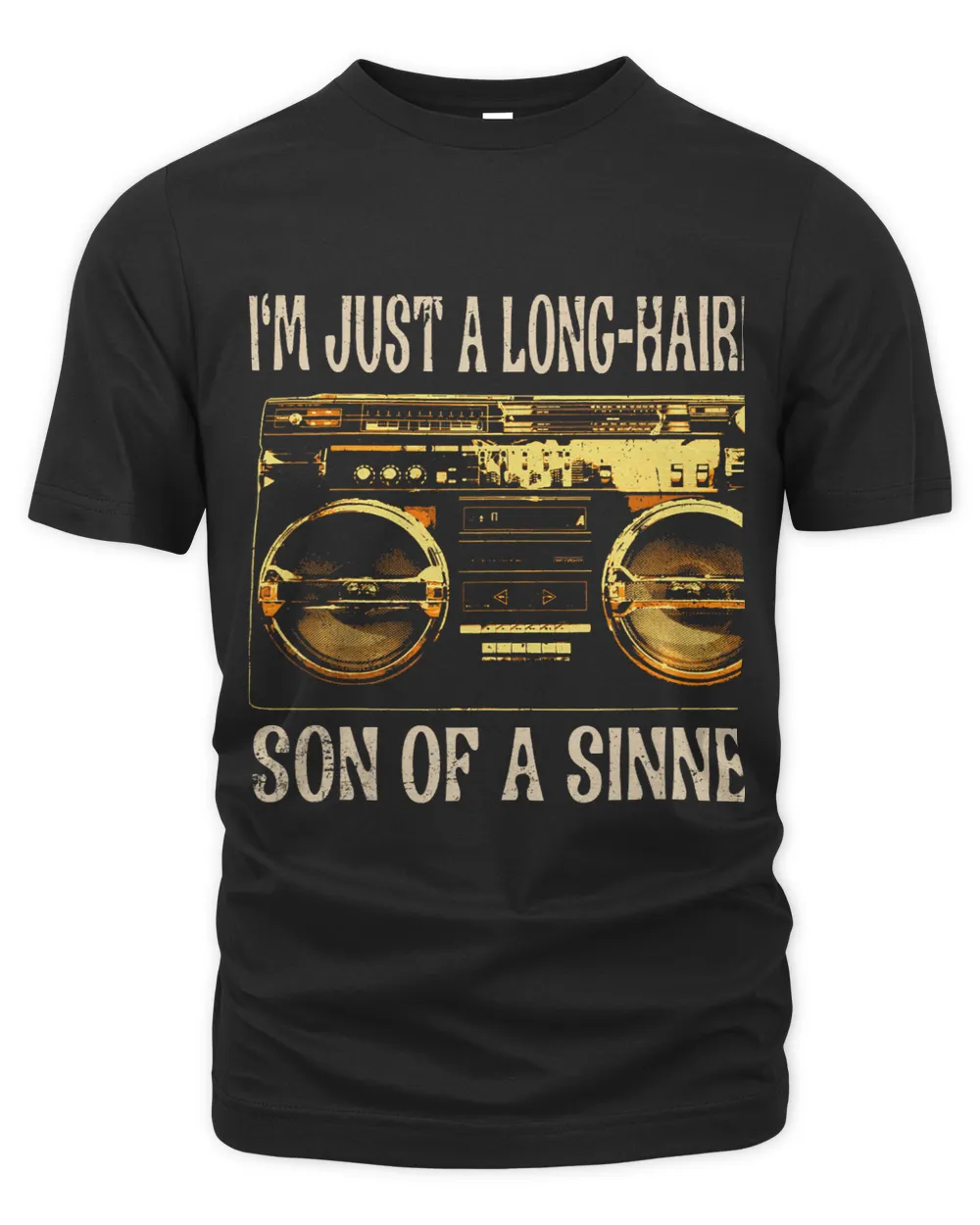Im Just A LongHaired Son Of A Sinner Distressed Cassette Unisex Premium T-Shirt black s