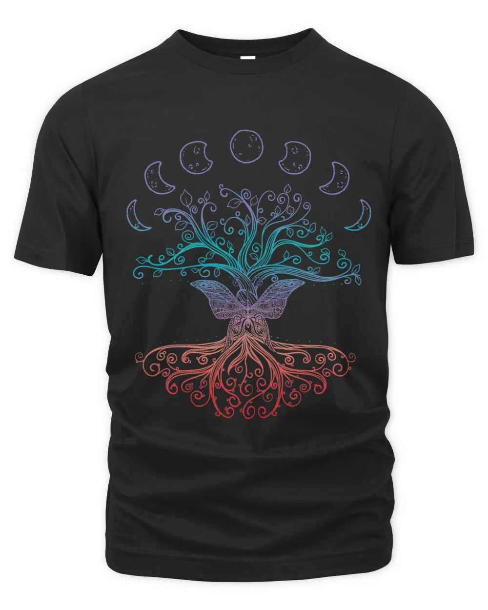 Esoteric geometry Tree Life DNA and Triangle Moon Phases Unisex Premium T-Shirt black s
