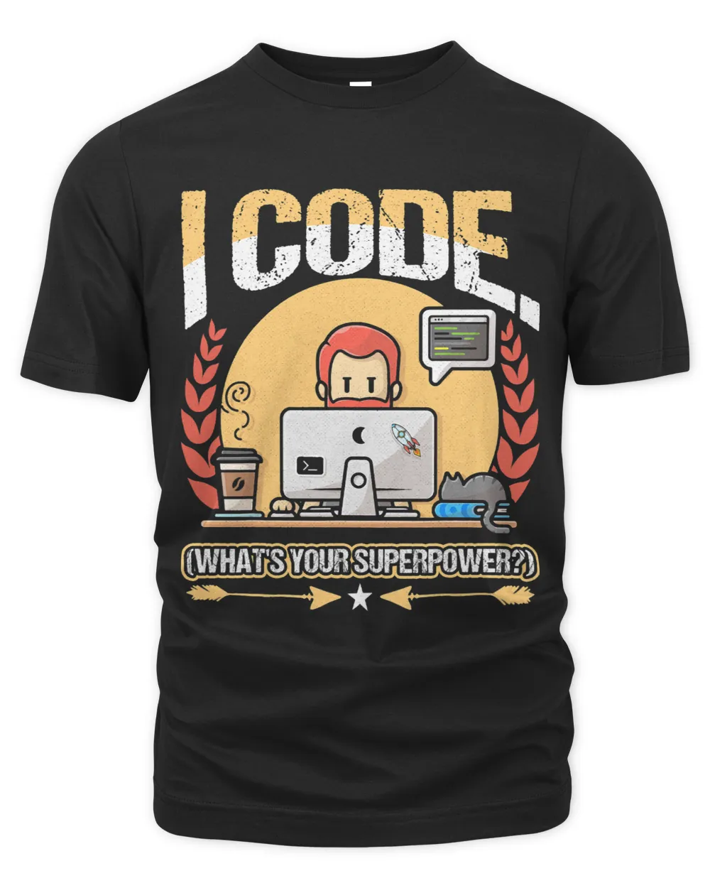 ICode Whats Your Superpower Programmer Nerd Unisex Premium T-Shirt black s
