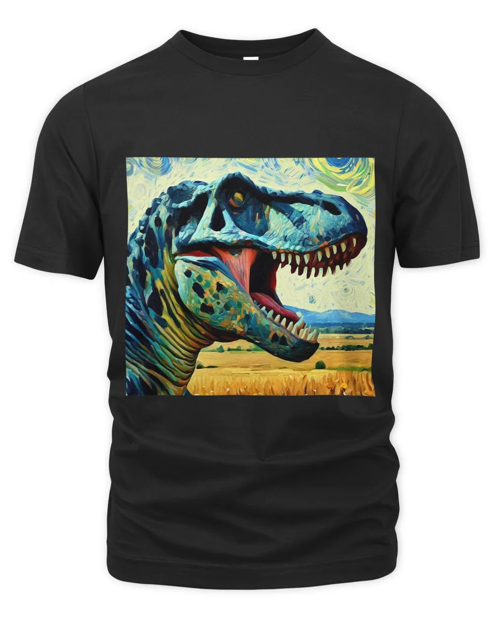 TRex Dino Vincent Van van Gogh Classic Sky Night Painting